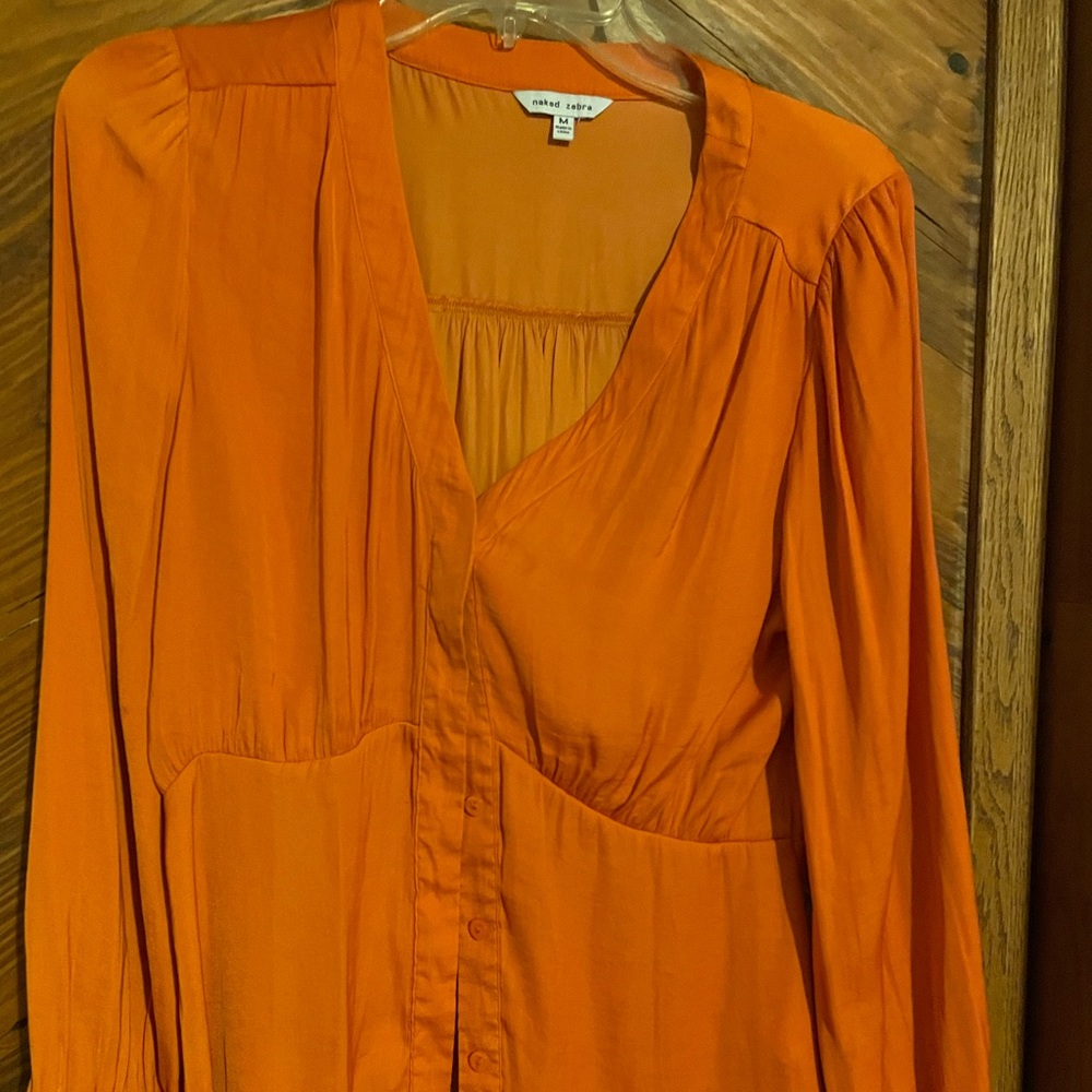 NWOT Naked Zebra satin blouse size M